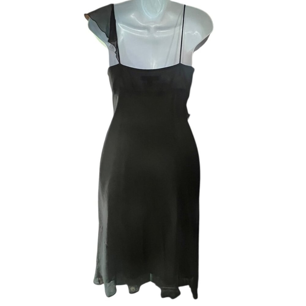 Banana Republic Womens Black Silk Chiffon Dress Size 4P - Picture 2 of 11